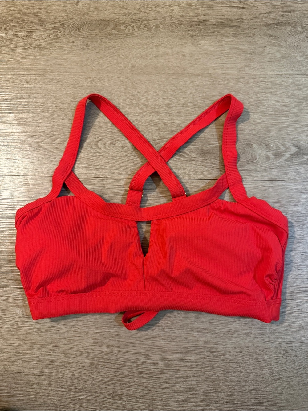Target Red Ribbed Cross-Back Bikini Top